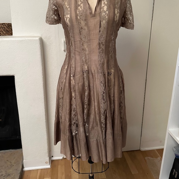 Chan Luu Dress Lace Inserts. Silk/Cotton. Tan - Picture 2 of 9
